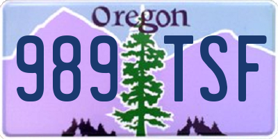 OR license plate 989TSF