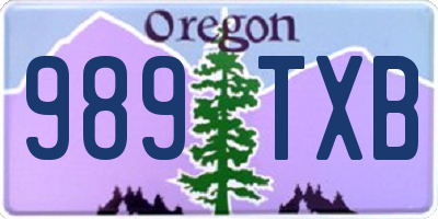 OR license plate 989TXB