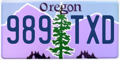 OR license plate 989TXD