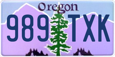 OR license plate 989TXK