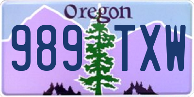 OR license plate 989TXW