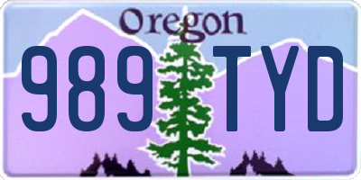 OR license plate 989TYD