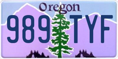 OR license plate 989TYF