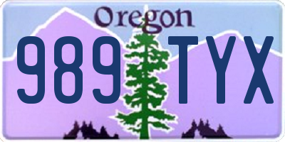 OR license plate 989TYX
