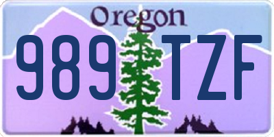 OR license plate 989TZF