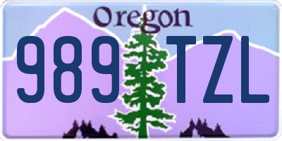 OR license plate 989TZL