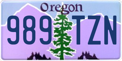 OR license plate 989TZN