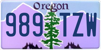 OR license plate 989TZW