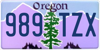 OR license plate 989TZX
