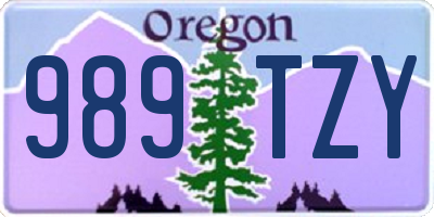 OR license plate 989TZY