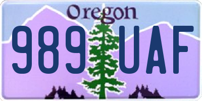 OR license plate 989UAF