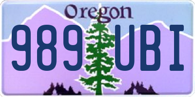 OR license plate 989UBI