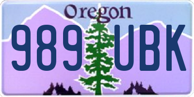 OR license plate 989UBK