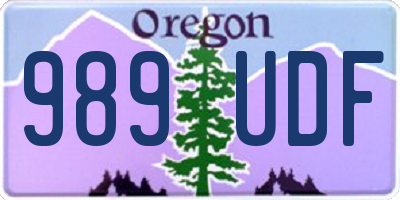 OR license plate 989UDF