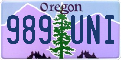 OR license plate 989UNI