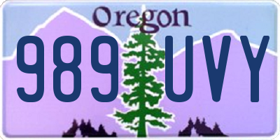 OR license plate 989UVY