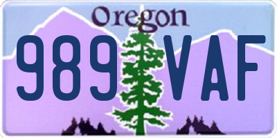 OR license plate 989VAF