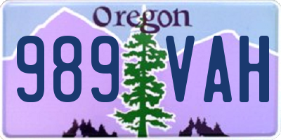 OR license plate 989VAH