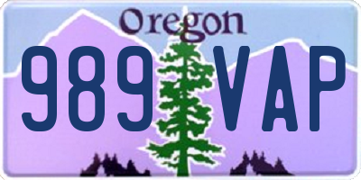 OR license plate 989VAP