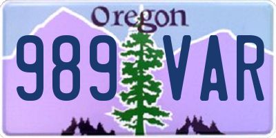 OR license plate 989VAR
