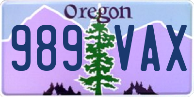 OR license plate 989VAX