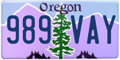 OR license plate 989VAY