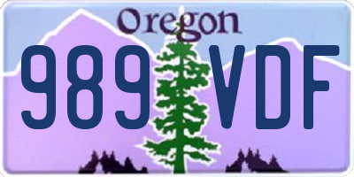 OR license plate 989VDF