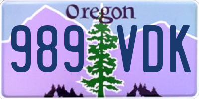 OR license plate 989VDK