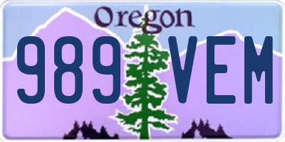 OR license plate 989VEM
