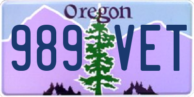 OR license plate 989VET