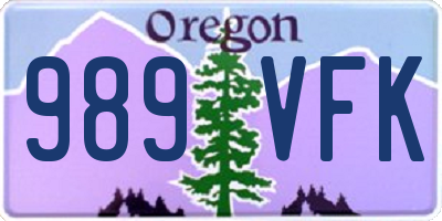 OR license plate 989VFK