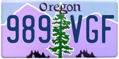 OR license plate 989VGF