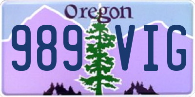 OR license plate 989VIG