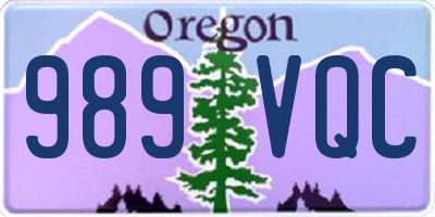 OR license plate 989VQC