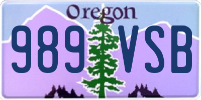 OR license plate 989VSB