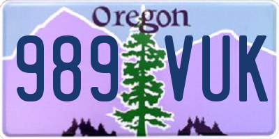 OR license plate 989VUK