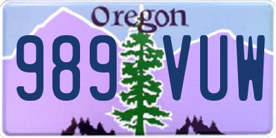 OR license plate 989VUW