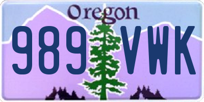 OR license plate 989VWK