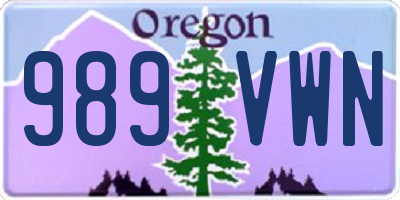 OR license plate 989VWN
