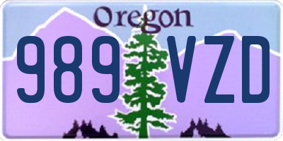 OR license plate 989VZD