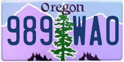 OR license plate 989WAO