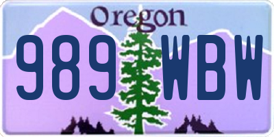 OR license plate 989WBW
