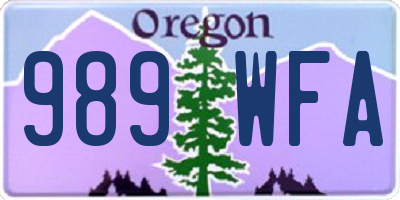 OR license plate 989WFA