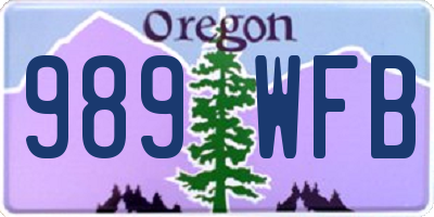 OR license plate 989WFB