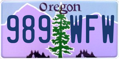 OR license plate 989WFW