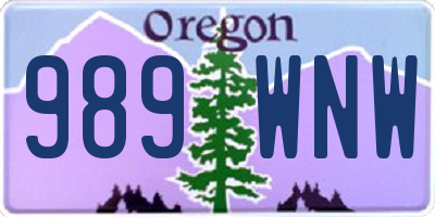 OR license plate 989WNW