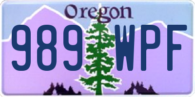 OR license plate 989WPF