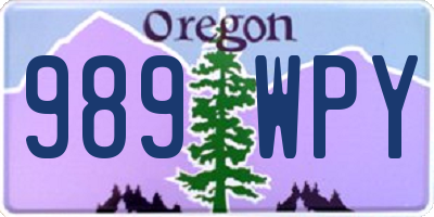 OR license plate 989WPY