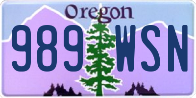 OR license plate 989WSN