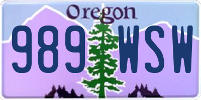 OR license plate 989WSW